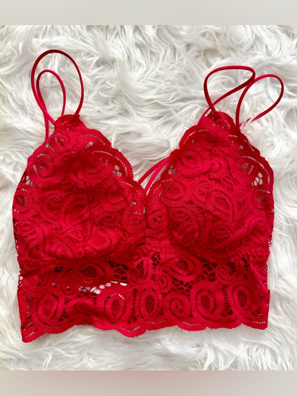 Victoria's Secret Red Lace Longline Bralette